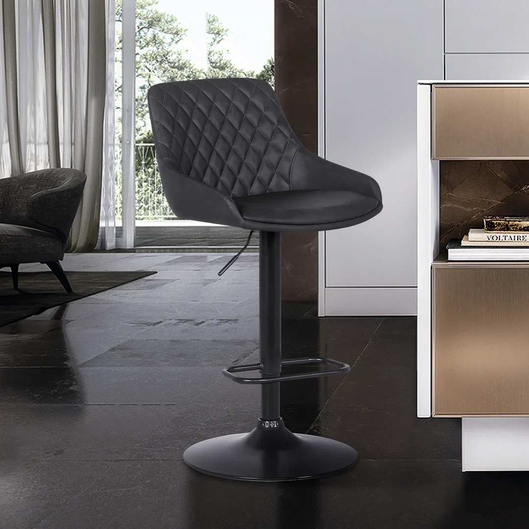 Anibal Quilted Adjustable Swivel Bar Stool - Image 2