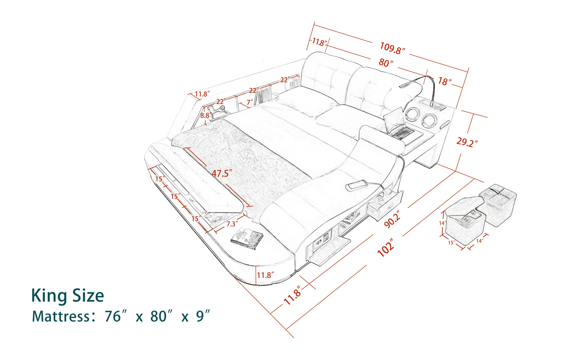 Ariana Multifunctional Smart Bed - Image 18