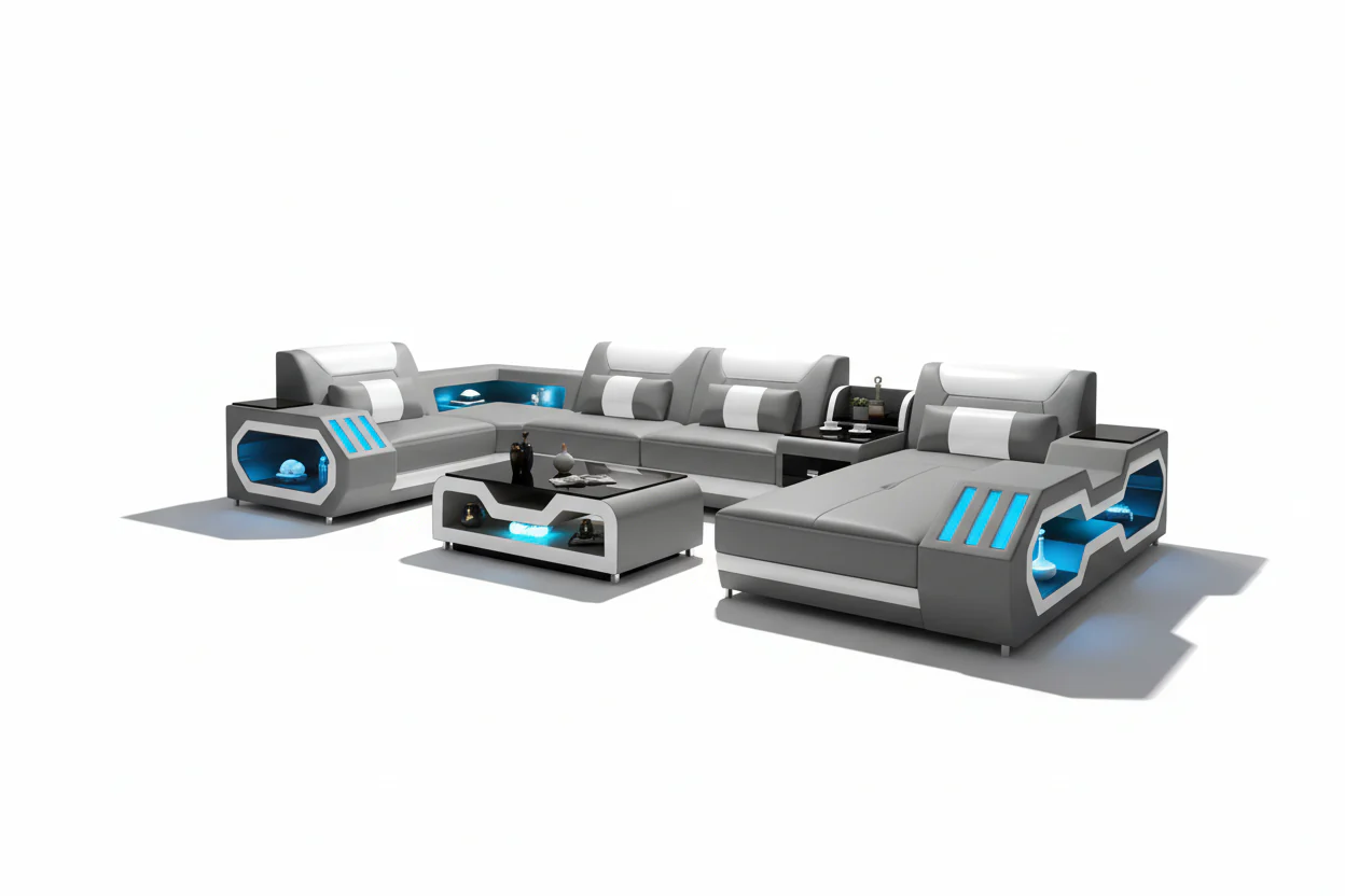 Artia Modern Leather Sectional with Console - Image 12