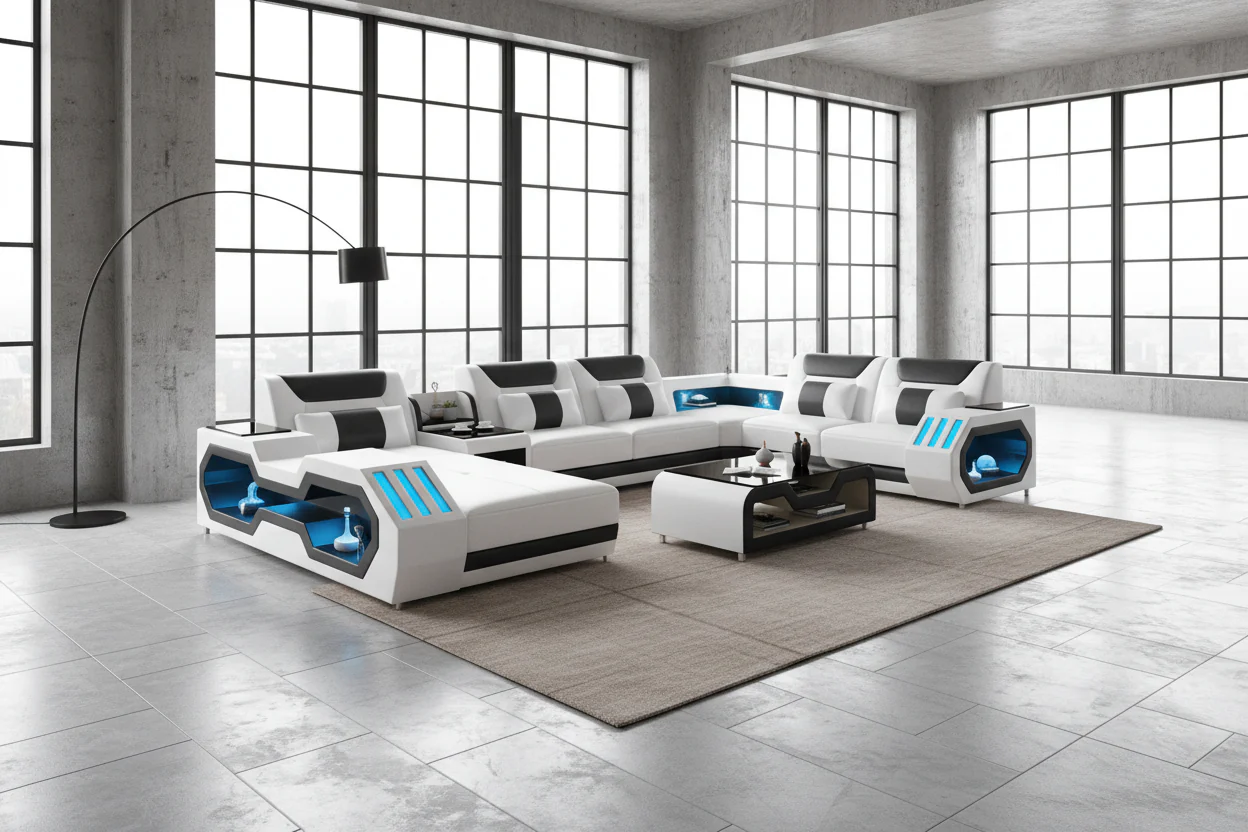 Artia Modern Leather Sectional with Console - Image 3