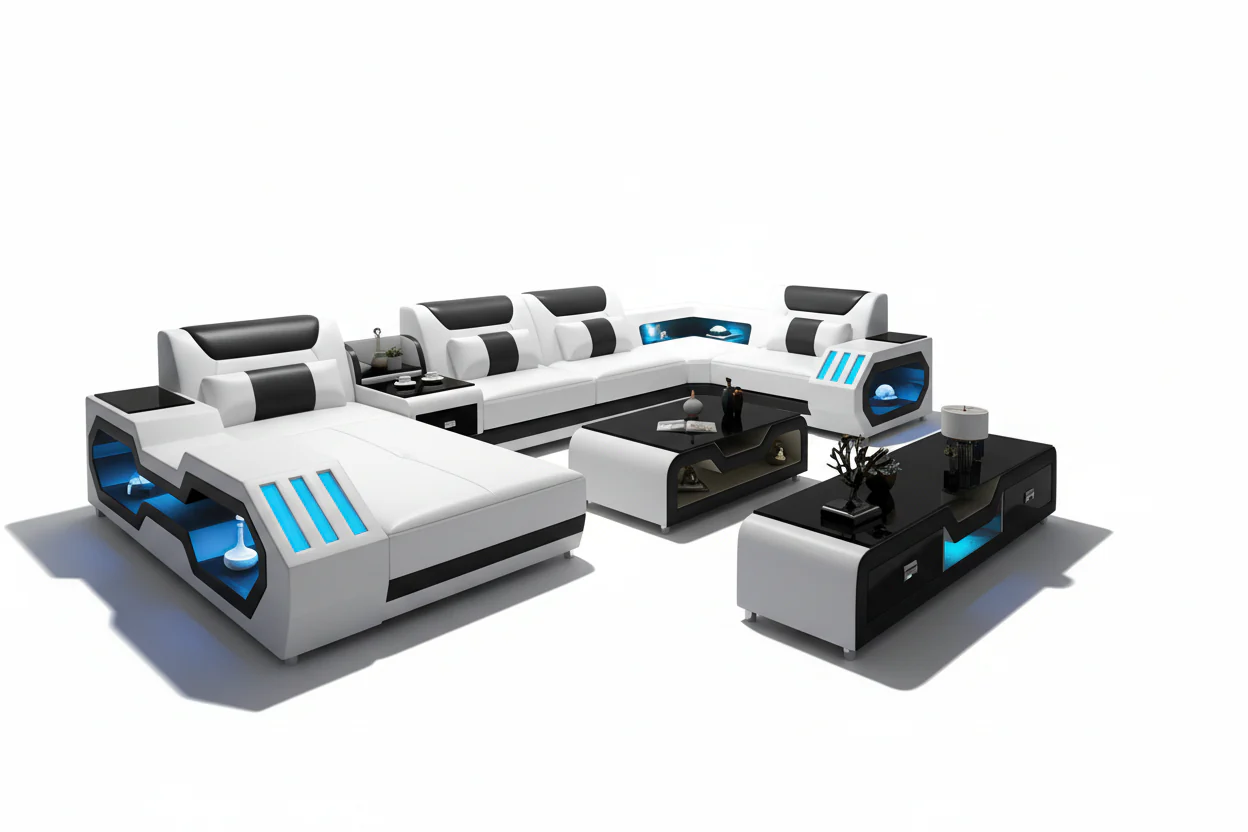 Artia Modern Leather Sectional with Console - Image 6