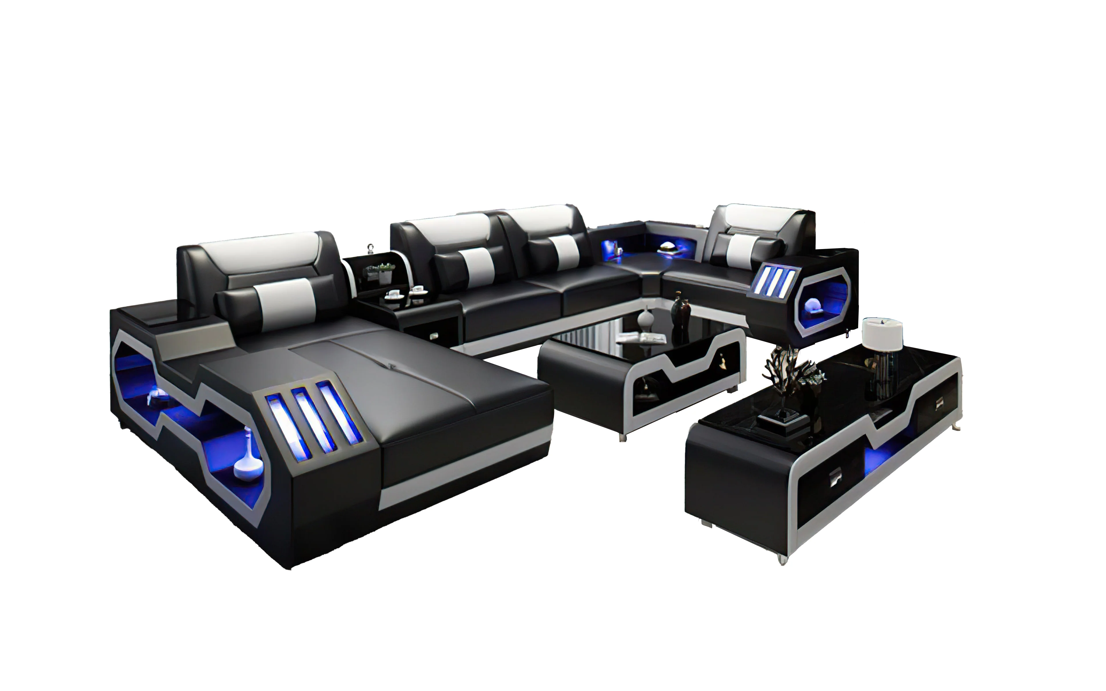 Artia Modern Leather Sectional with Console - Image 7