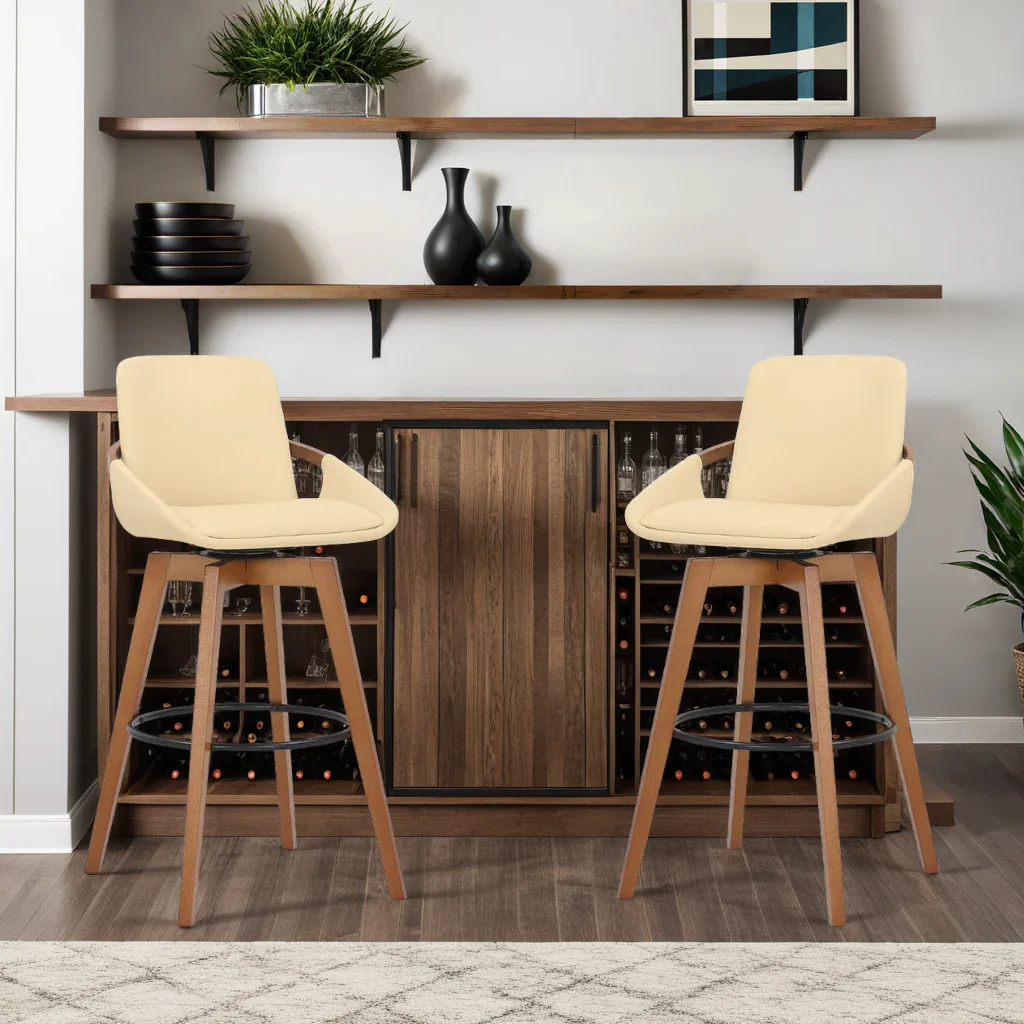 Baylor Mid-Century Modern Swivel Bar Stool