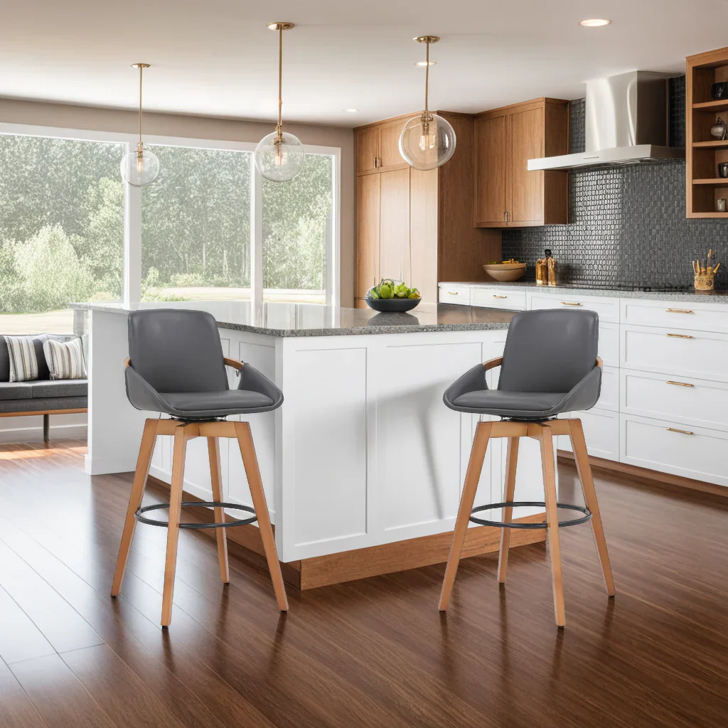 Baylor Mid-Century Modern Swivel Bar Stool - Image 5