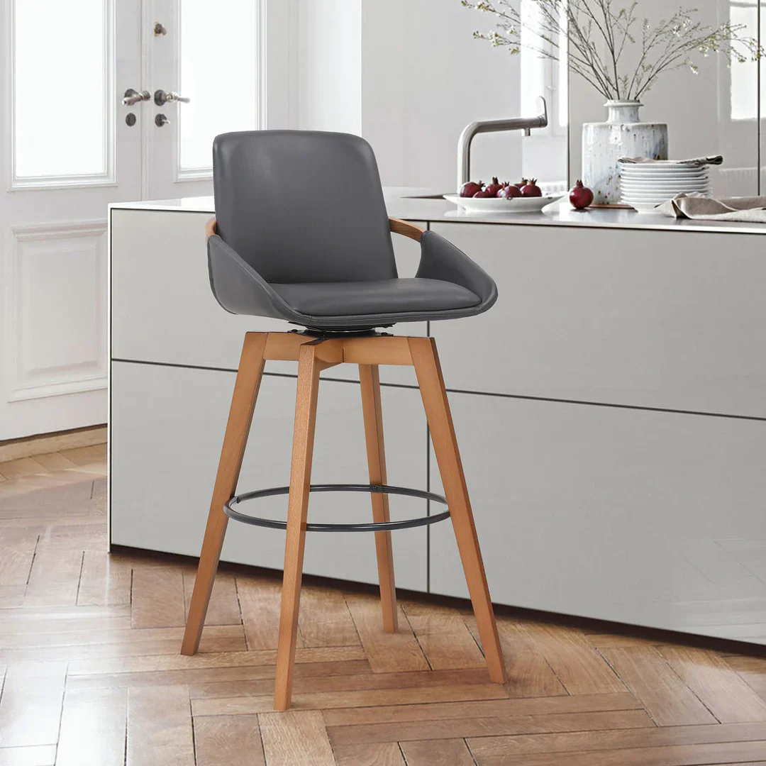 Baylor Mid-Century Modern Swivel Bar Stool - Image 6