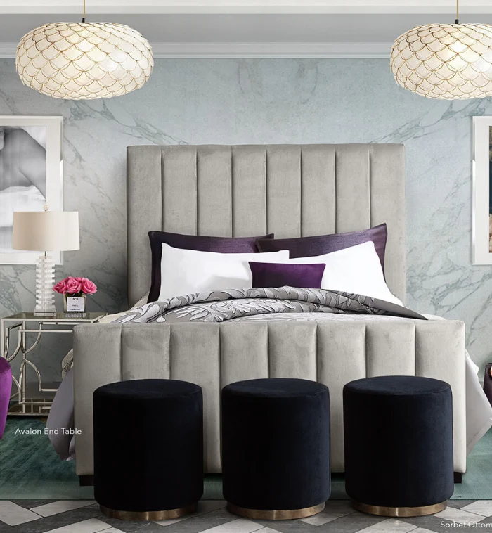 Blush Velvet Channel-Tufted Platform Bed - Image 12