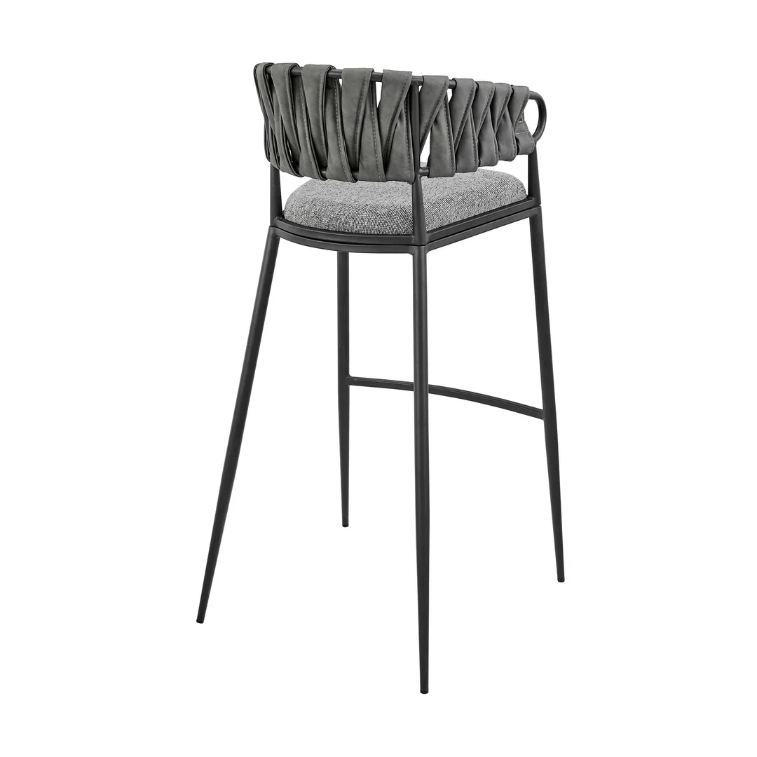 Braided Elegance High-Back Counter Stool - Image 3