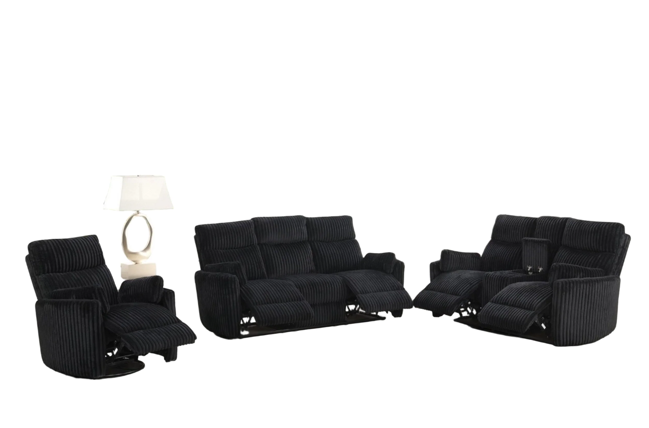 Bravo Plush Contemporary Recliner Sofa Set