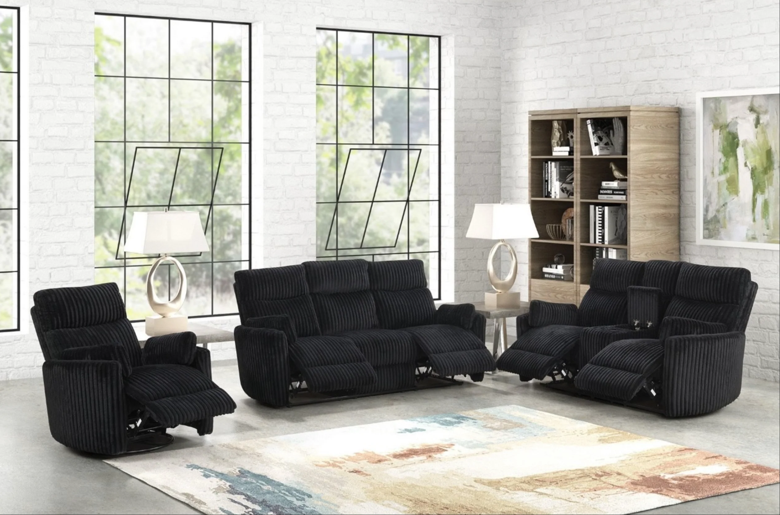 Bravo Plush Contemporary Recliner Sofa Set - Image 2