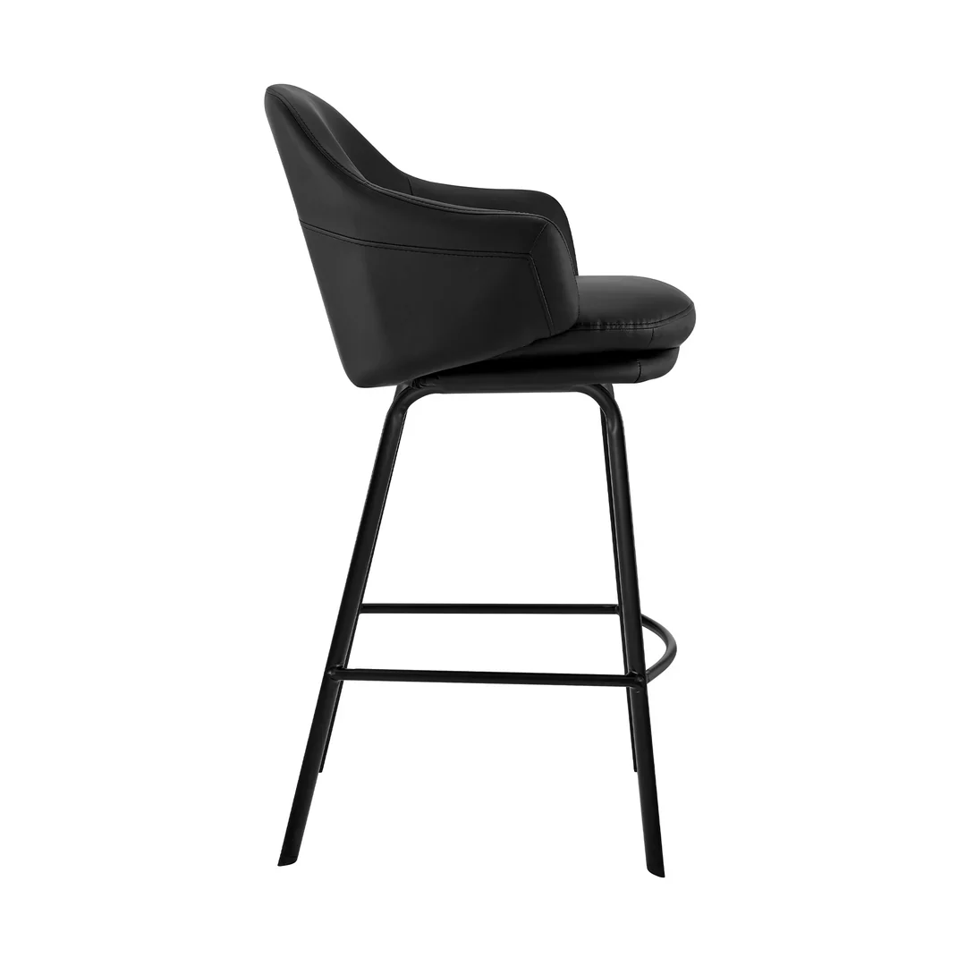 Brigden Contemporary Faux Leather Swivel Bar Stool - Image 2
