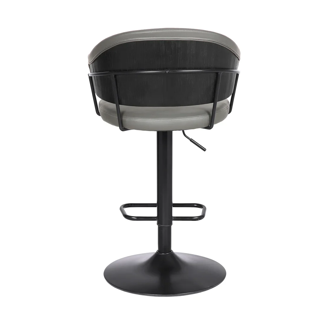 Brody Adjustable Bar Stool with Sleek Faux Leather Upholstery - Image 4