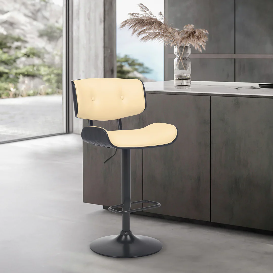 Brooklyn Adjustable Bar Stool with Button-Tufted Backrest - Image 5