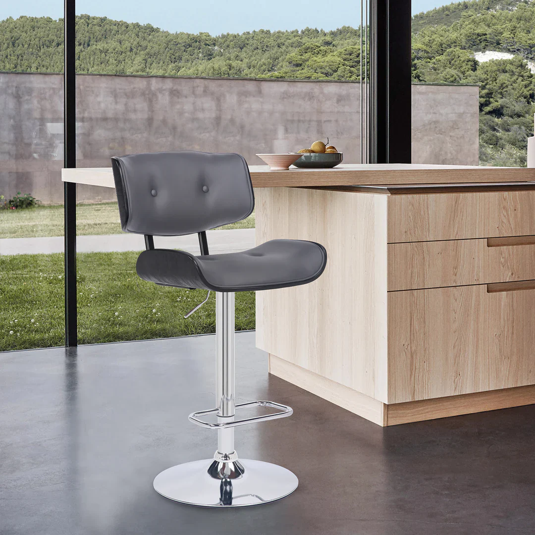 Brooklyn Adjustable Bar Stool with Button-Tufted Backrest - Image 8