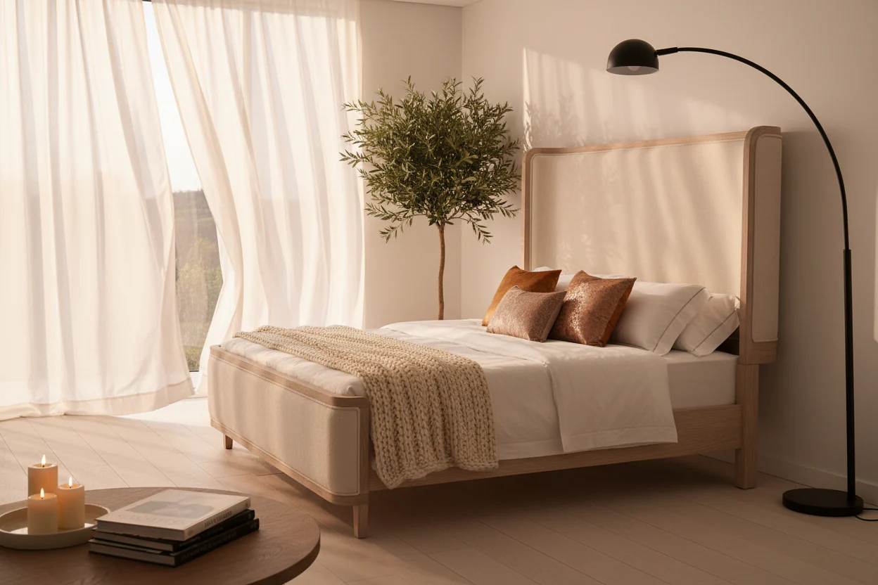 Candra Natural Oak Padded Headboard Bed - Image 2