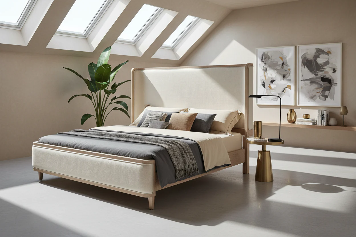 Candra Natural Oak Padded Headboard Bed - Image 4