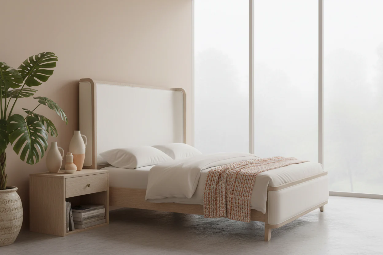 Candra Natural Oak Padded Headboard Bed - Image 6
