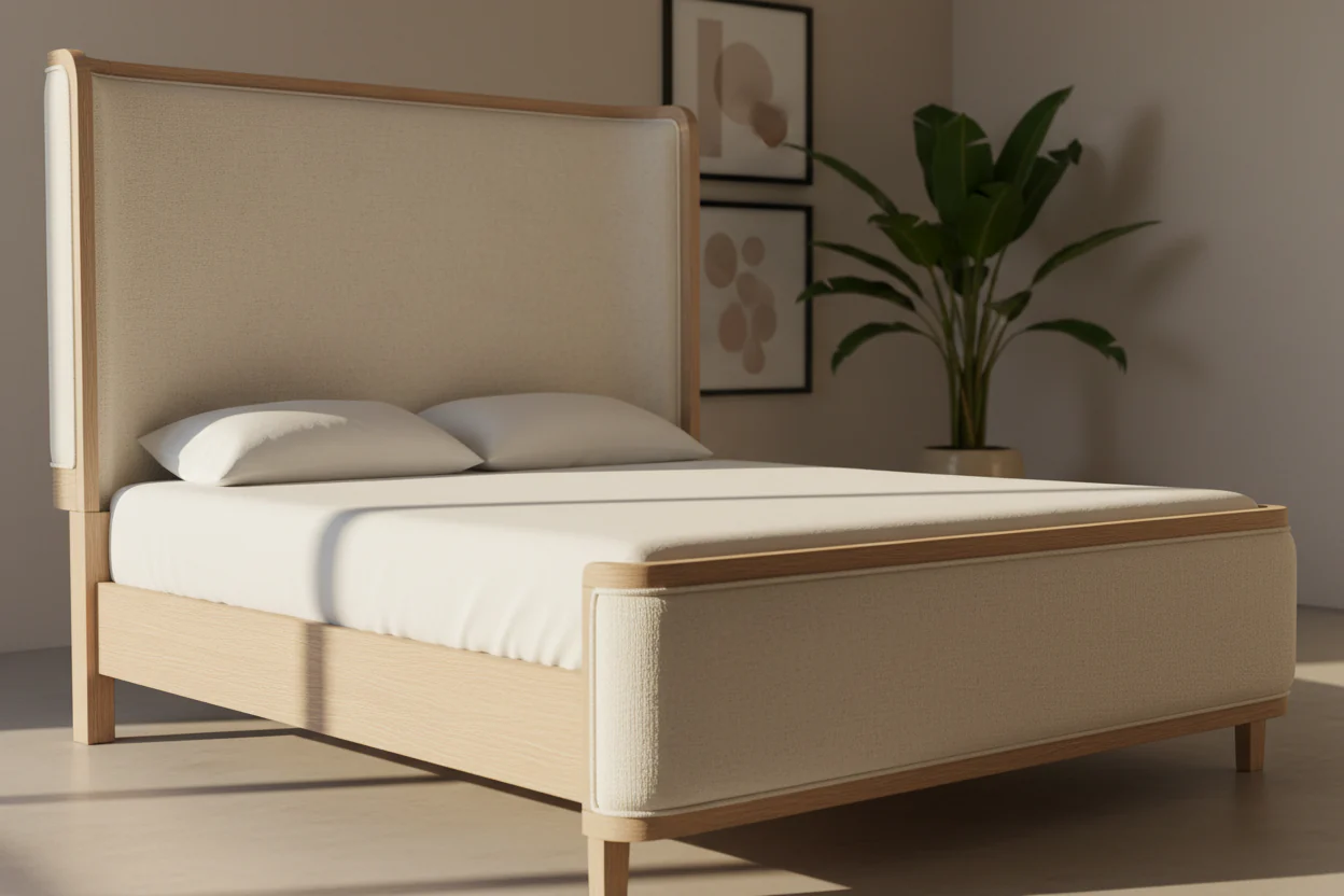 Candra Natural Oak Padded Headboard Bed - Image 7