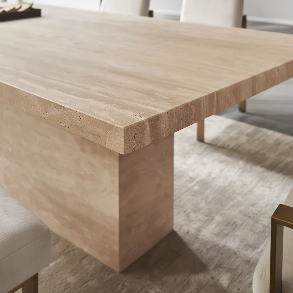 Carrara Travertine Rectangle Dining Table - Image 13