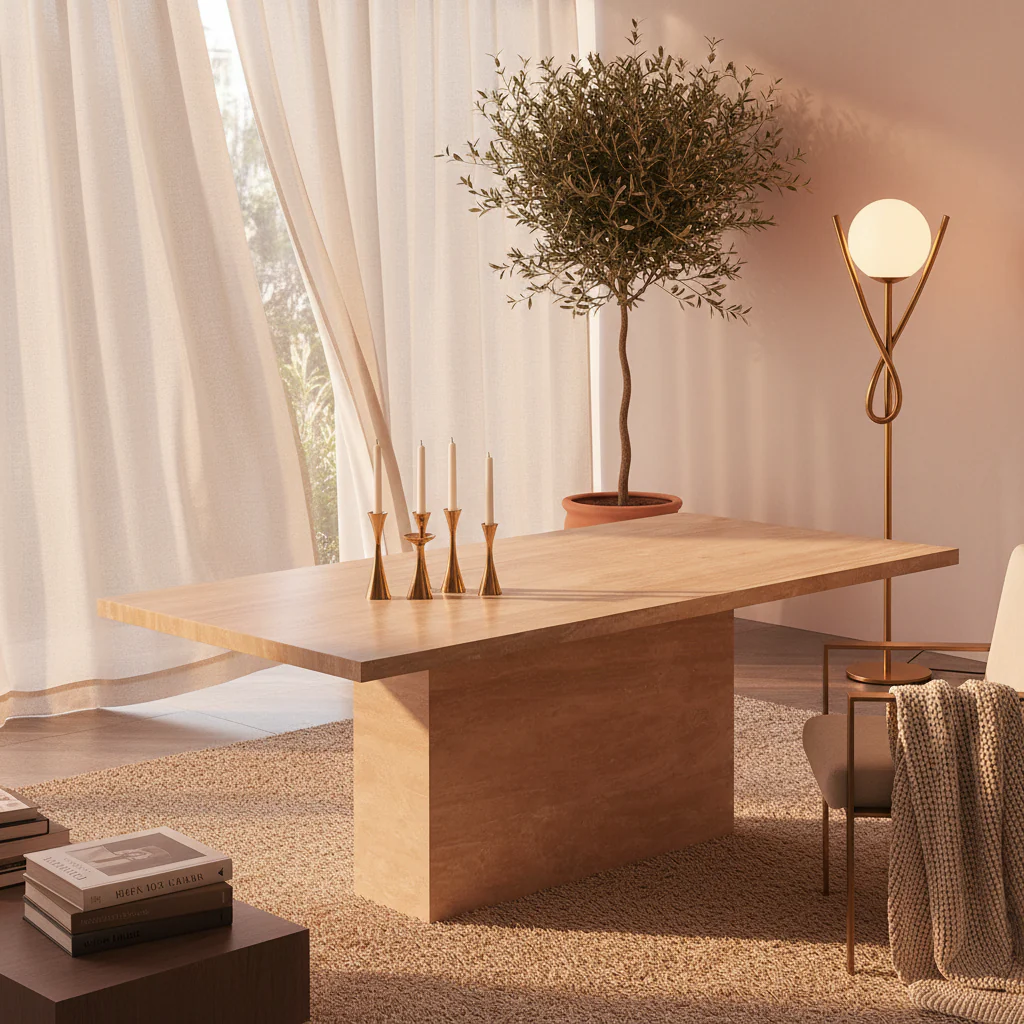 Carrara Travertine Rectangle Dining Table - Image 2