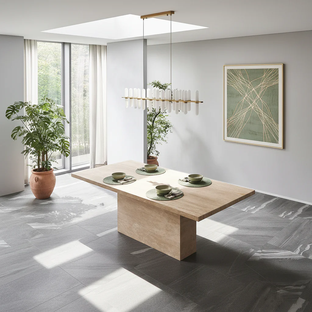 Carrara Travertine Rectangle Dining Table - Image 3