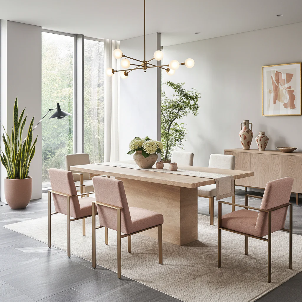 Carrara Travertine Rectangle Dining Table - Image 4