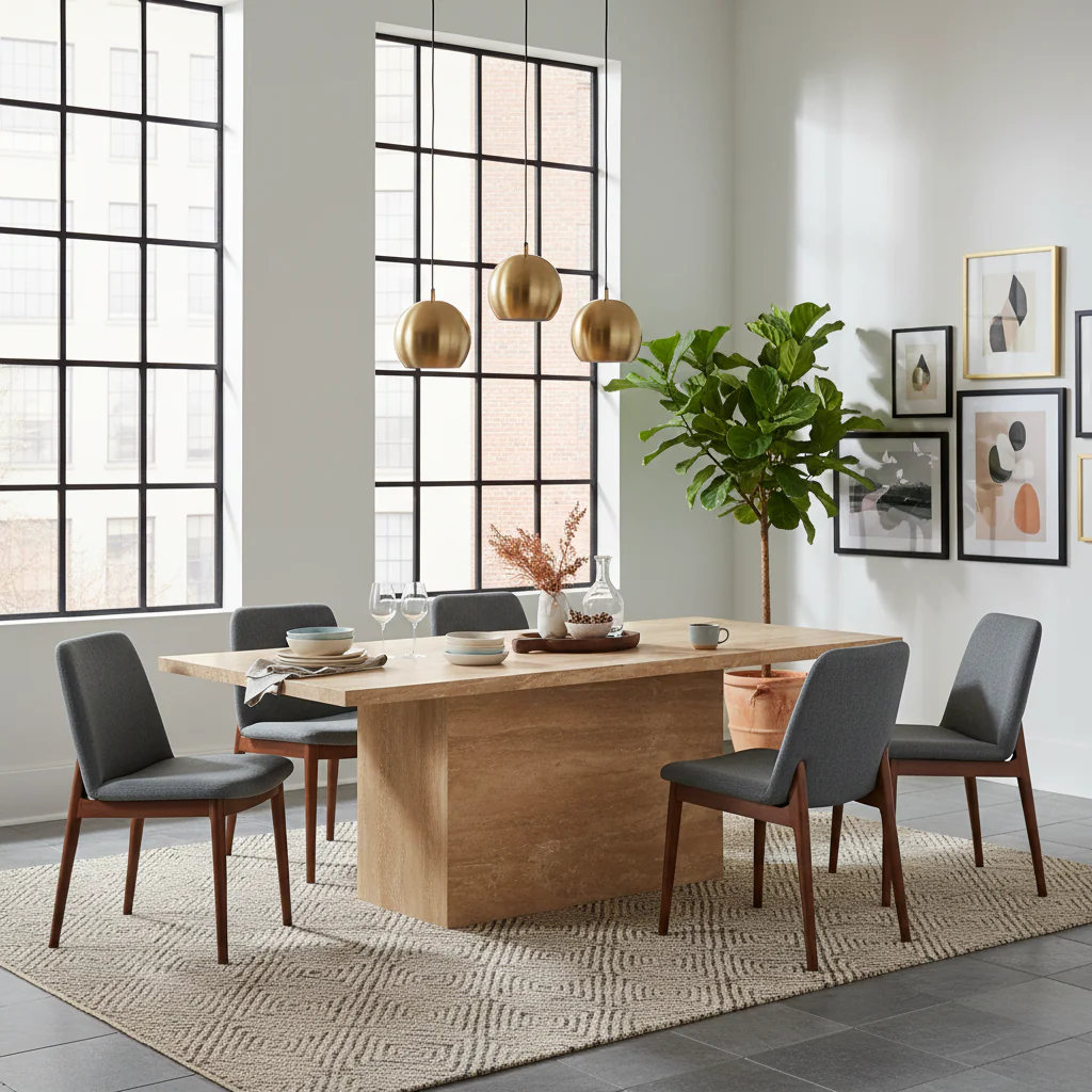 Carrara Travertine Rectangle Dining Table - Image 5