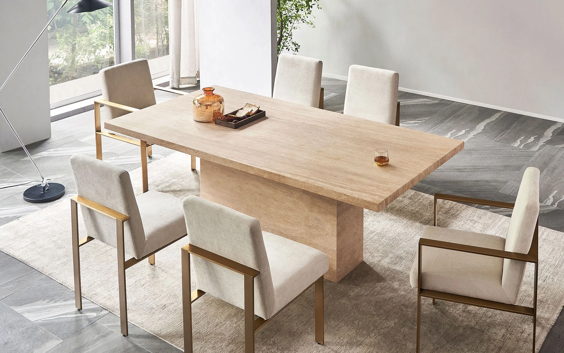 Carrara Travertine Rectangle Dining Table - Image 6