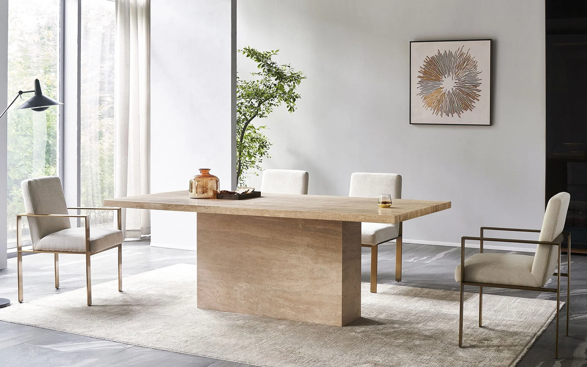 Carrara Travertine Rectangle Dining Table - Image 7