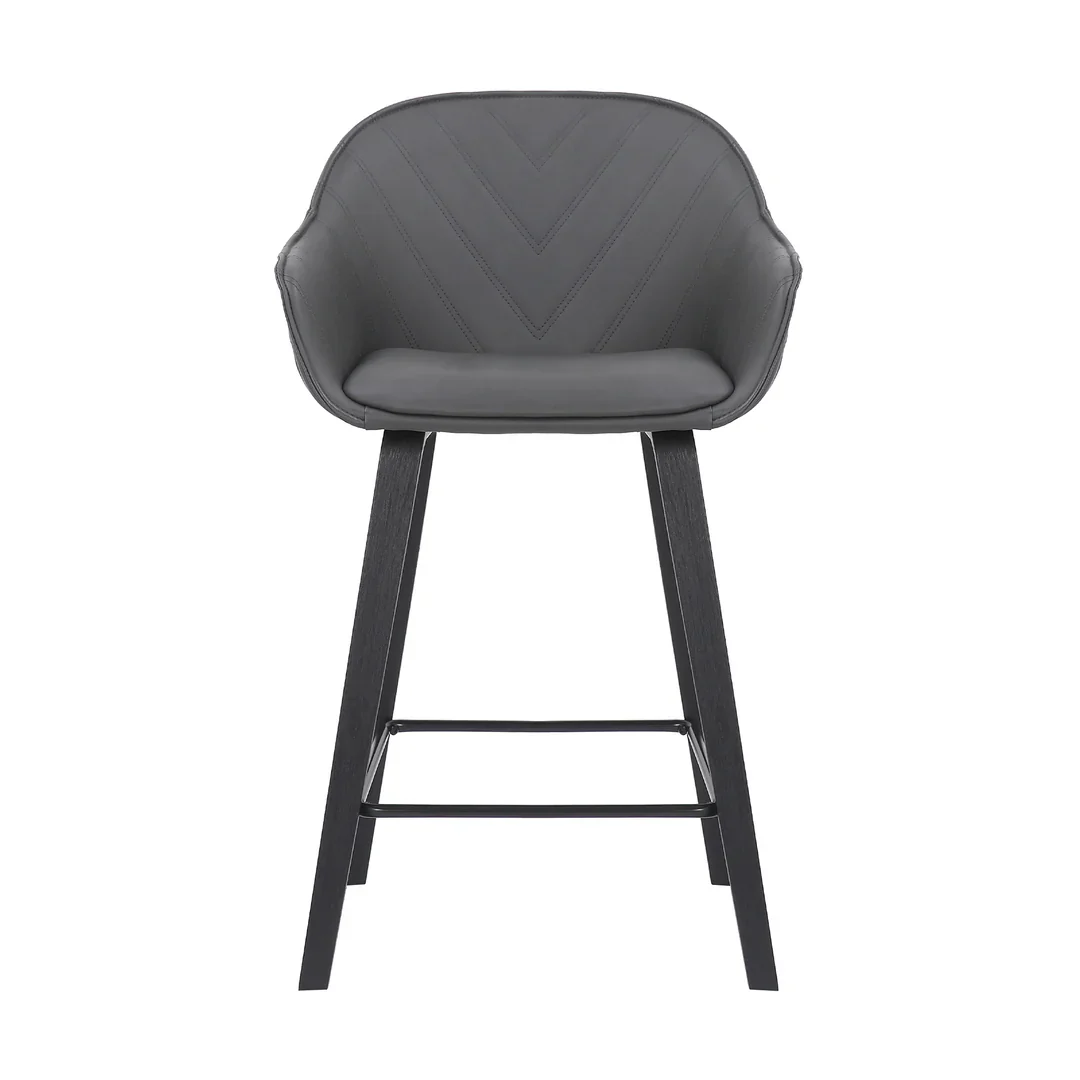 Chevron-Style Modern Bar Stool with Cushioned Seat - Image 2
