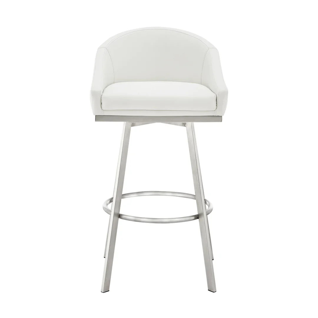 Contemporary Swivel Counter Stool with Upholstered Bucket Seat - Image 2