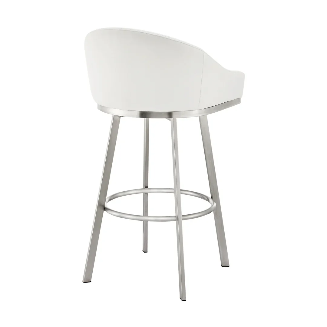 Contemporary Swivel Counter Stool with Upholstered Bucket Seat - Image 3