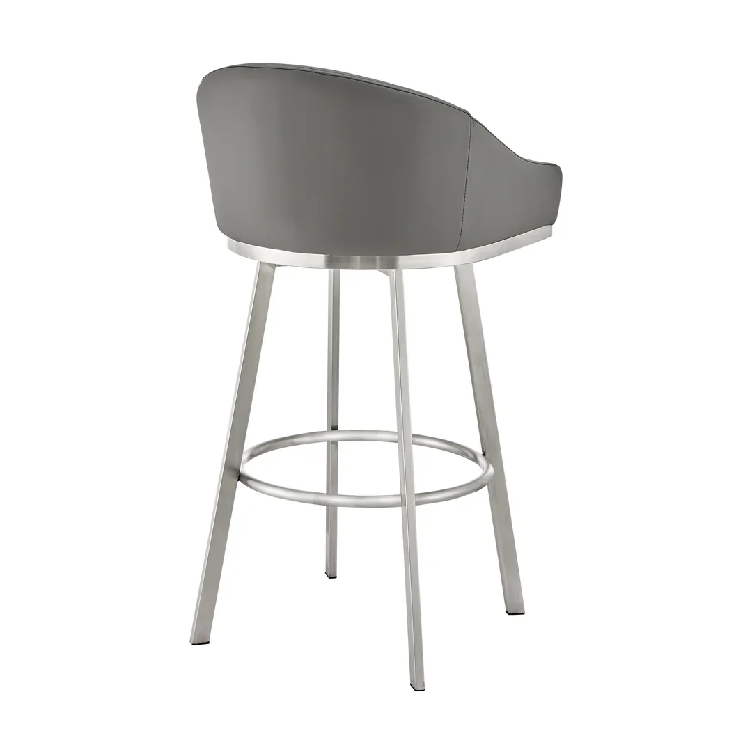 Contemporary Swivel Counter Stool with Upholstered Bucket Seat - Image 9