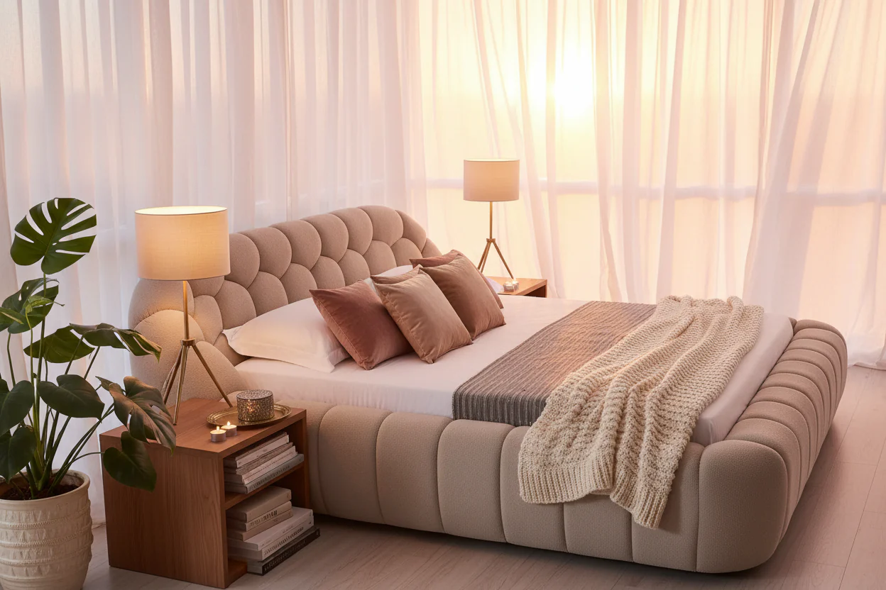 Cozy Bubble Platform Fabric Bed - Image 5