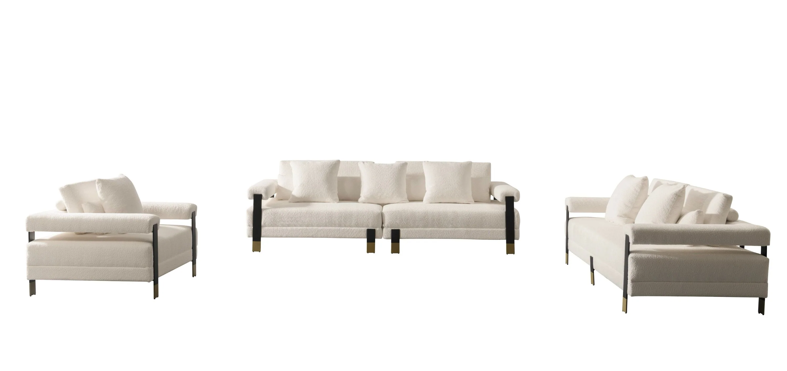 Cozy Horizon Sofa Set - Modern Off-White Fabric 3-Seater Sofa - Image 3
