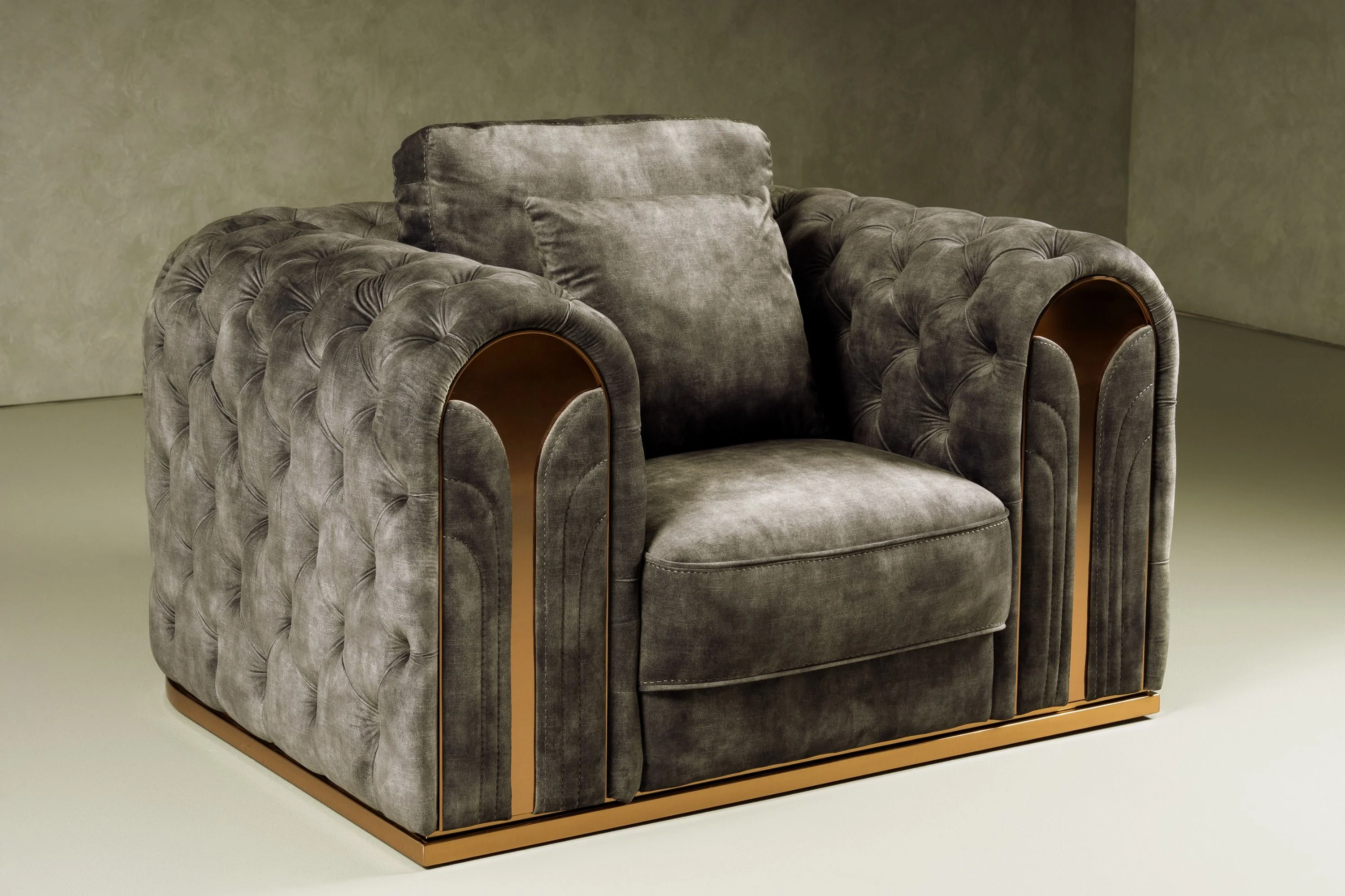 Cozy Luxe Tufted Sofa Set - Transitional Velvet Chair - Image 3