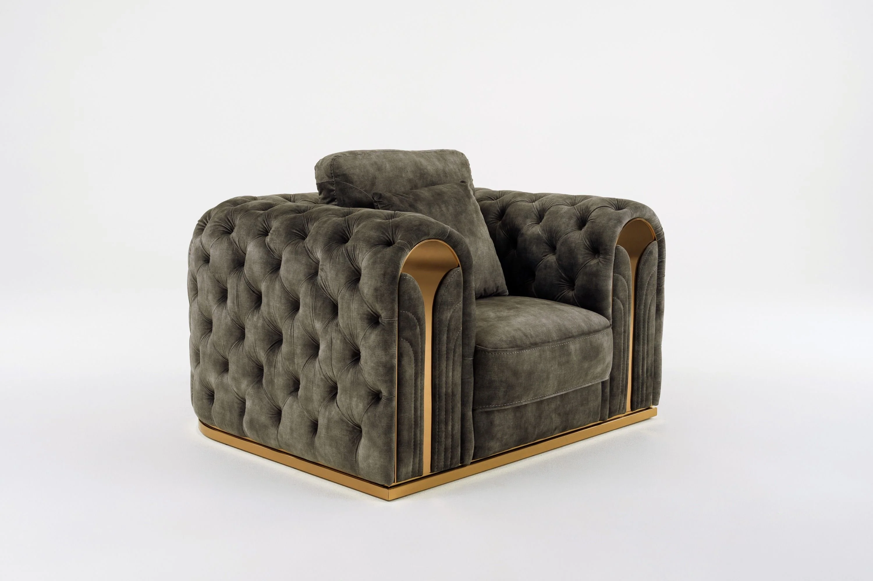 Cozy Luxe Tufted Sofa Set - Transitional Velvet Chair - Image 5