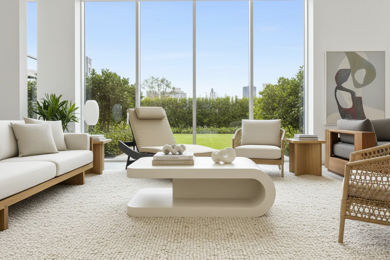 Crescent Concrete Coffee Table - Image 3