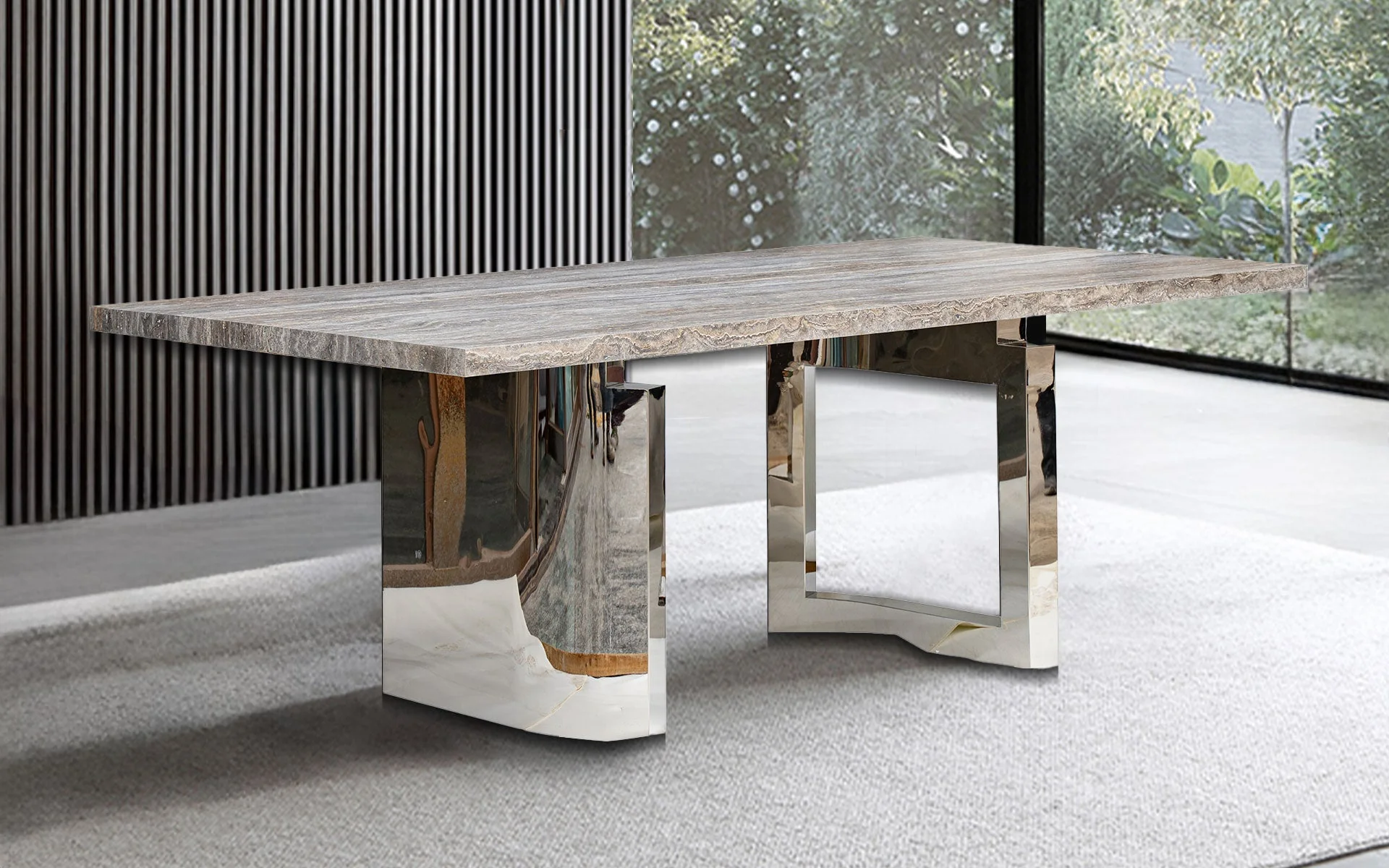 Daisy Travertine Rectangle Dining Table - Image 2