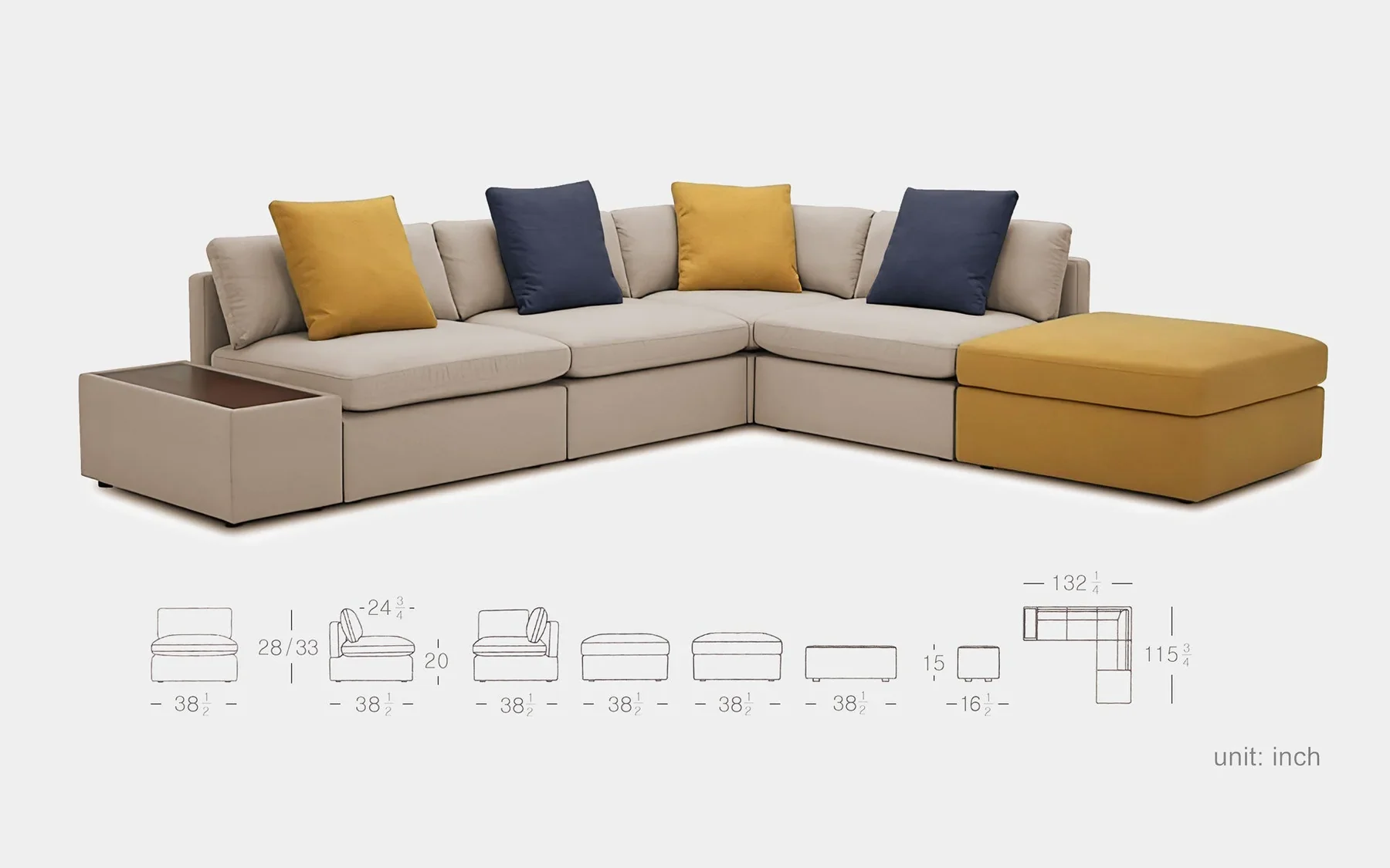 Dente di Leone Modular Modern Fabric Sectional Sofa - Image 16