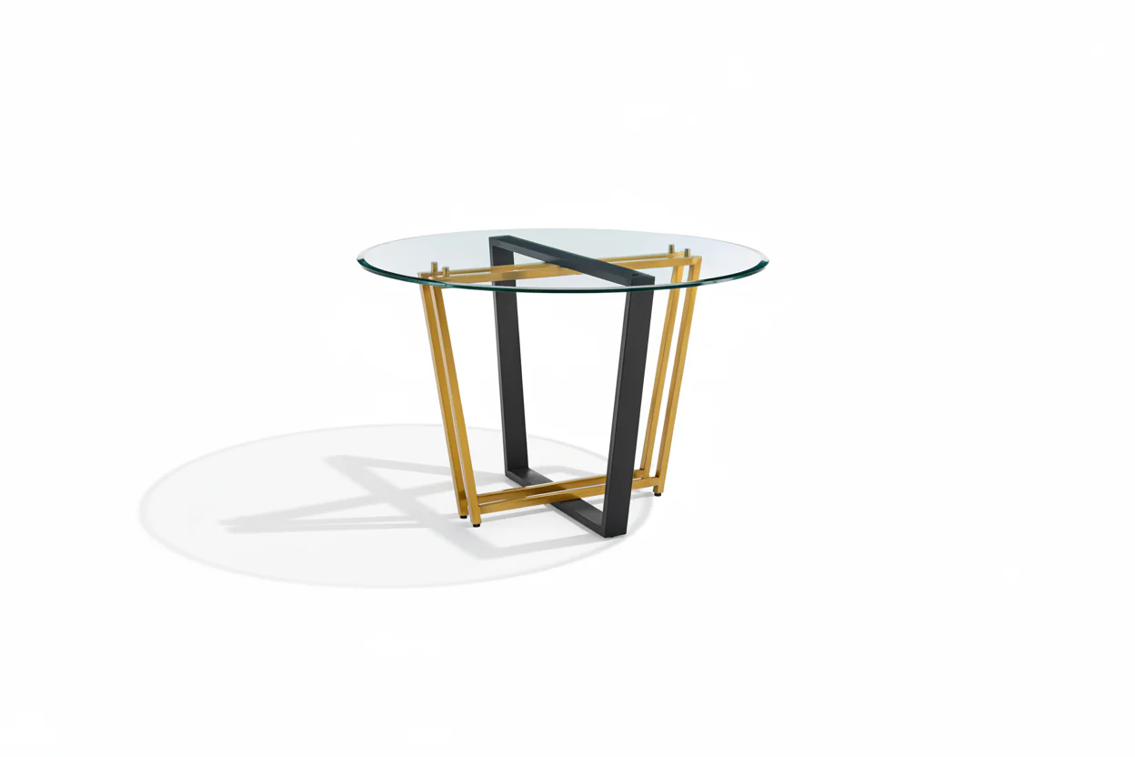 Devi Glass and Gold Geometric Dining Table
