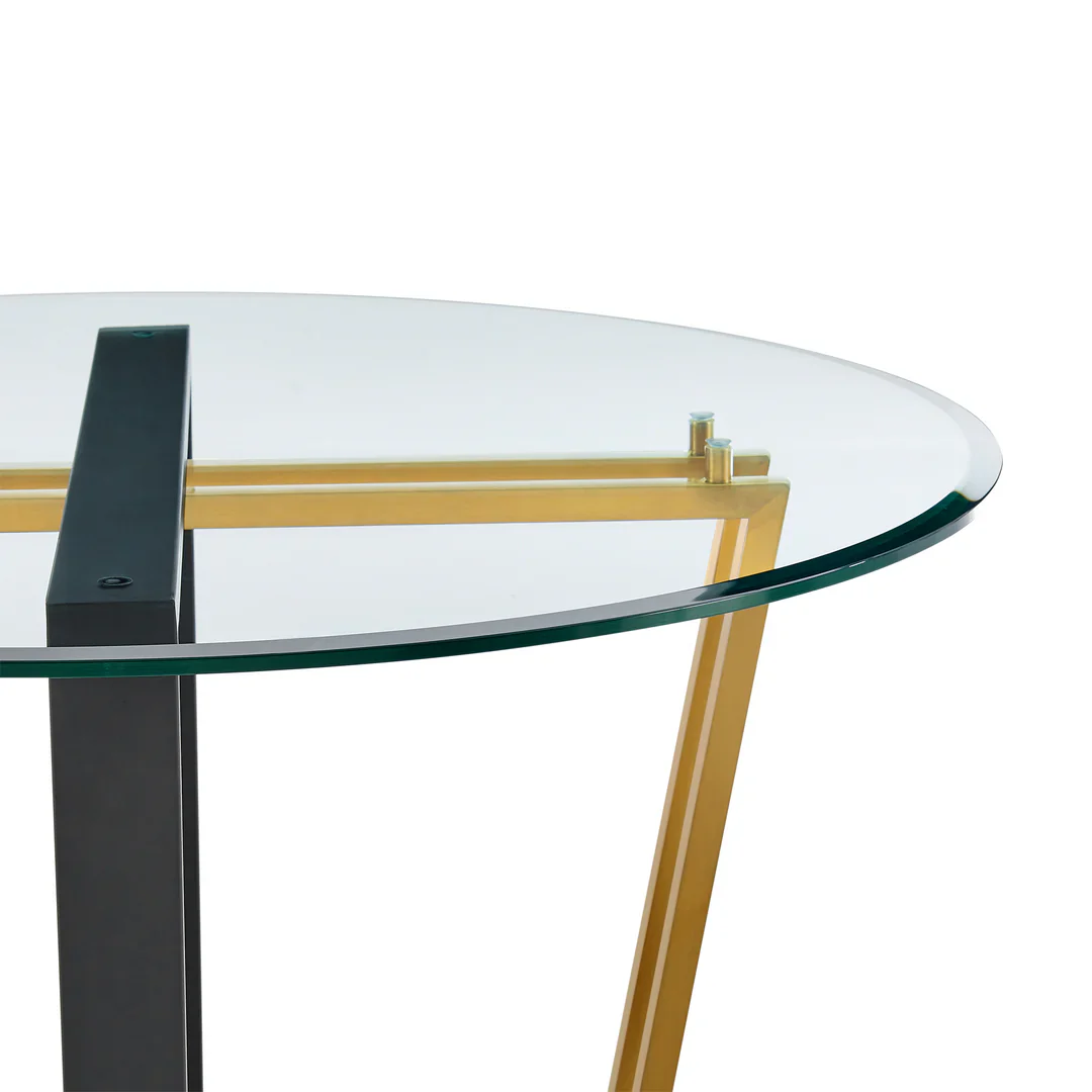 Devi Glass and Gold Geometric Dining Table - Image 11