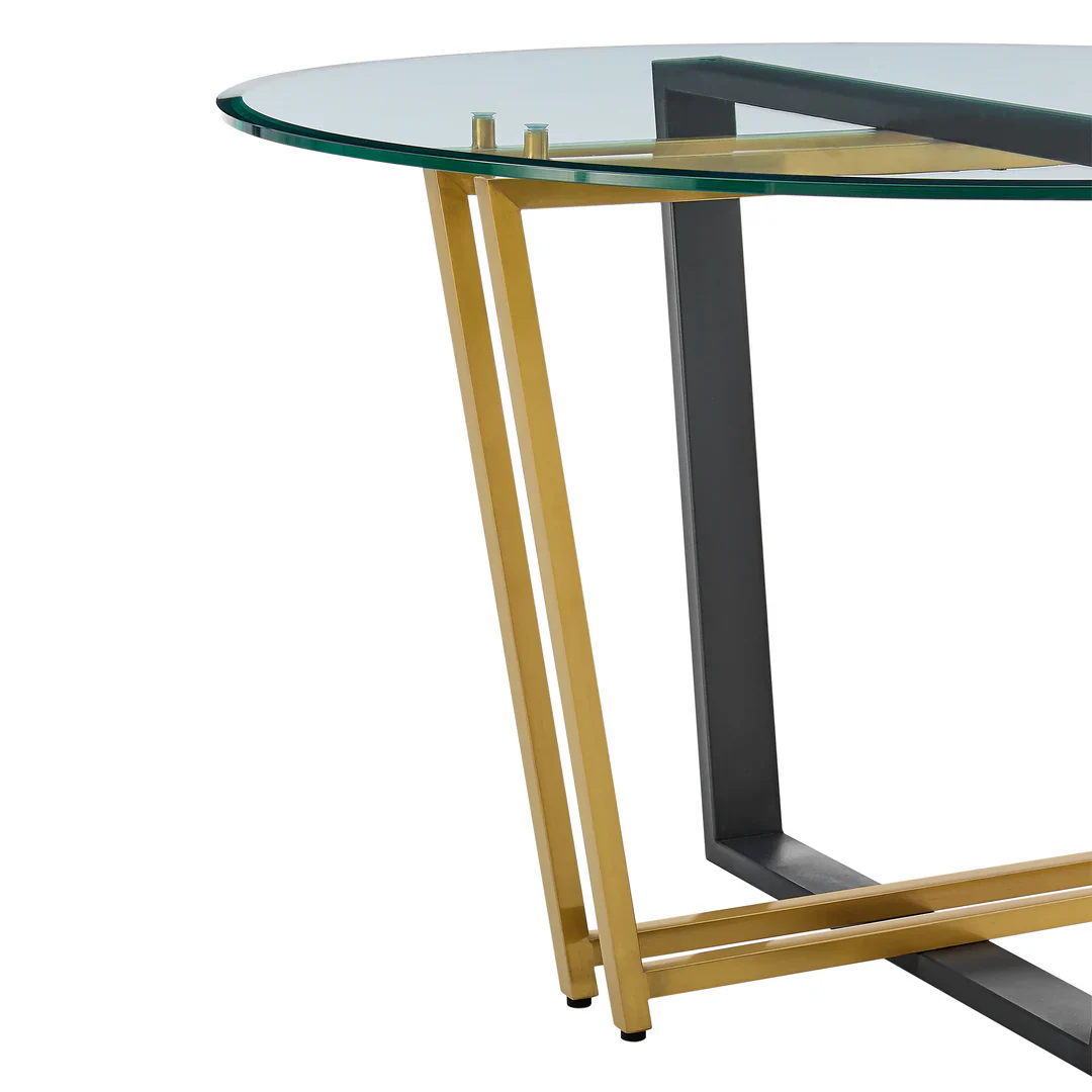 Devi Glass and Gold Geometric Dining Table - Image 12