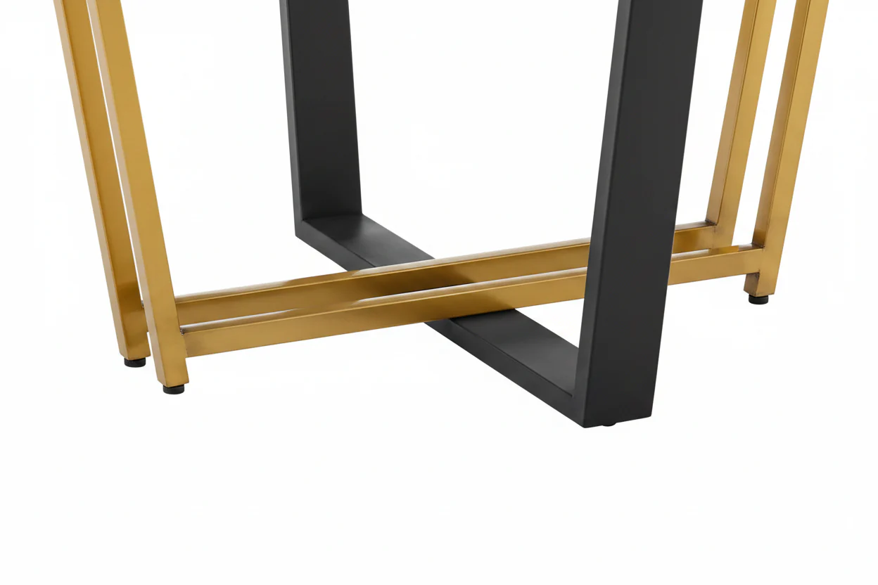 Devi Glass and Gold Geometric Dining Table - Image 15