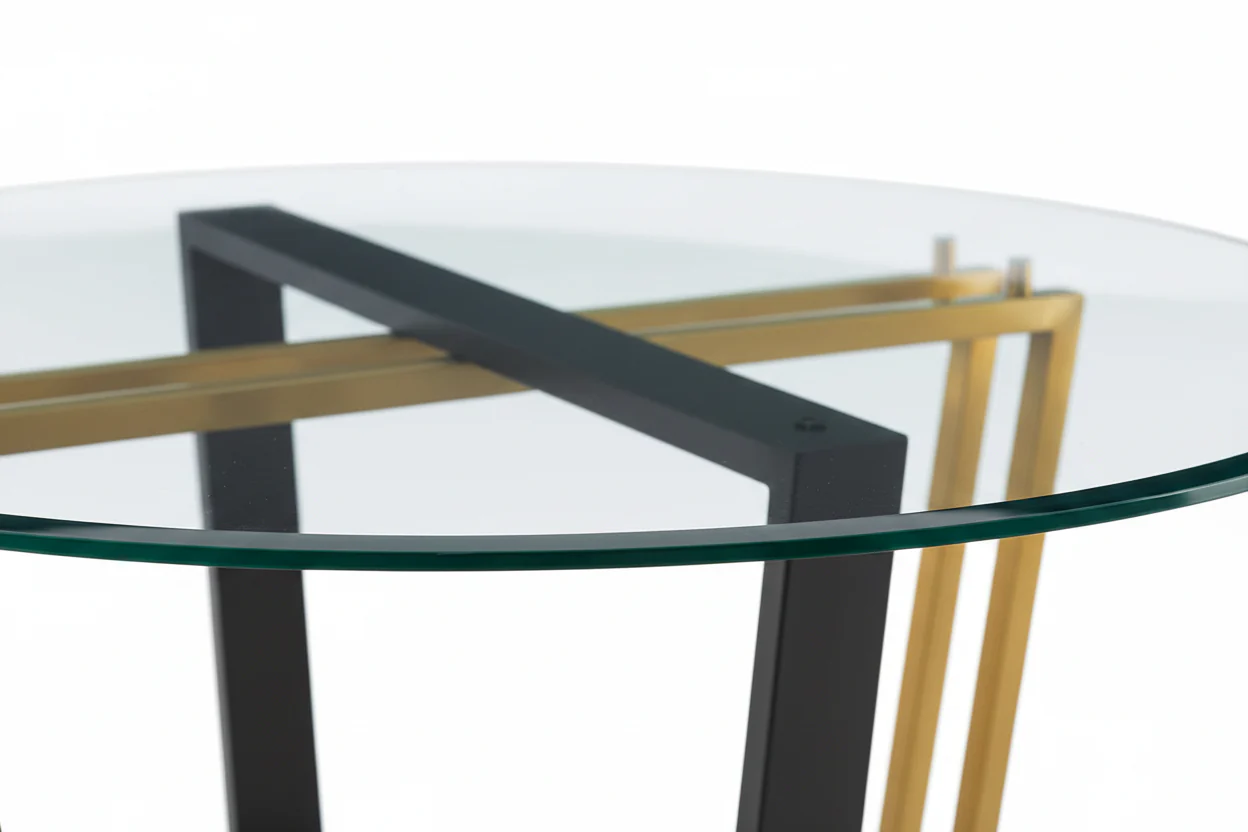 Devi Glass and Gold Geometric Dining Table - Image 16