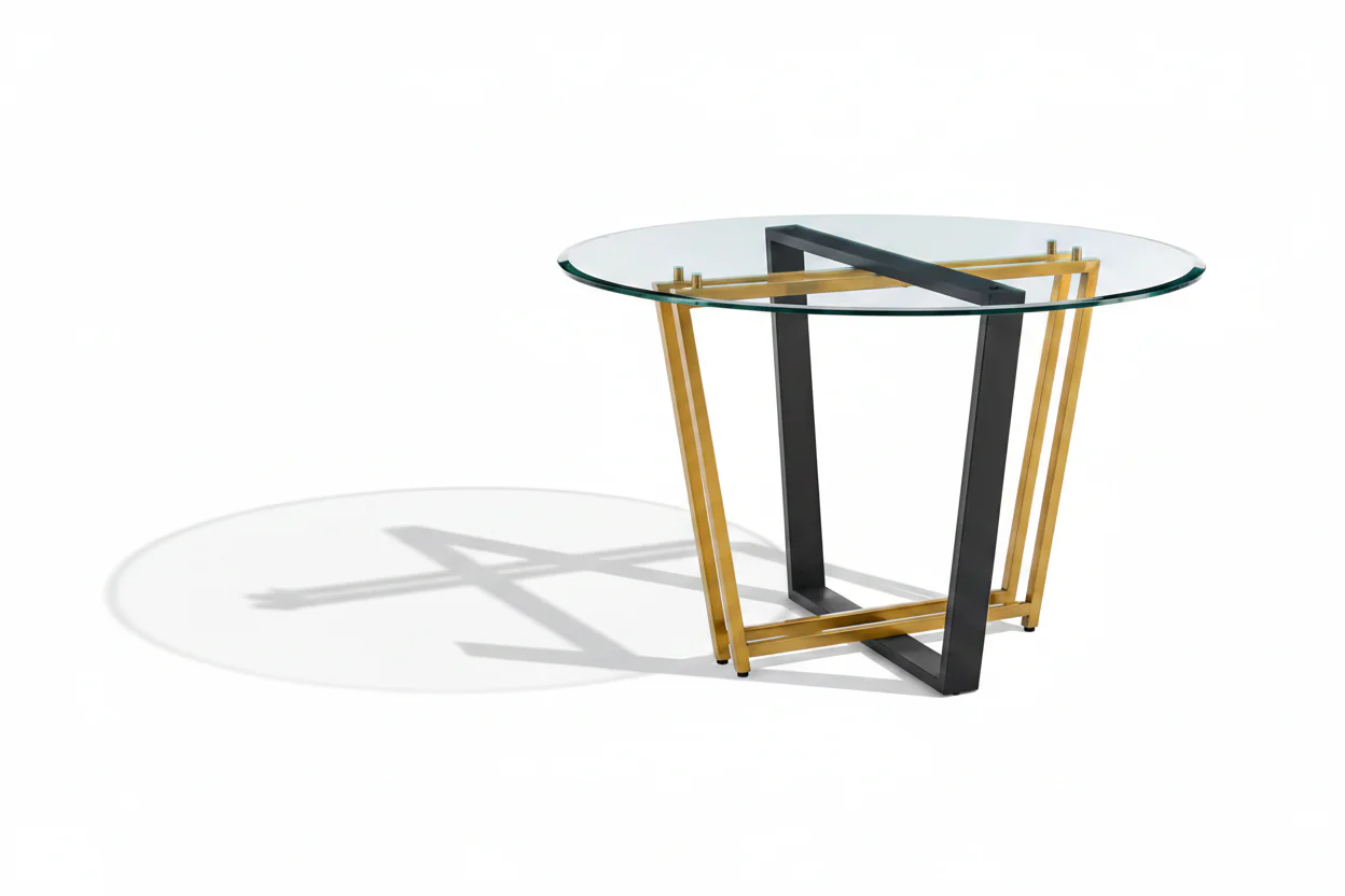 Devi Glass and Gold Geometric Dining Table - Image 17