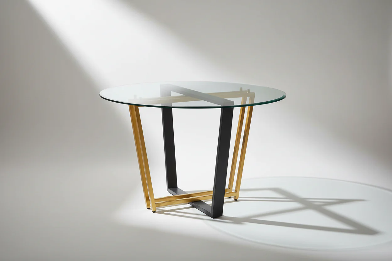 Devi Glass and Gold Geometric Dining Table - Image 2