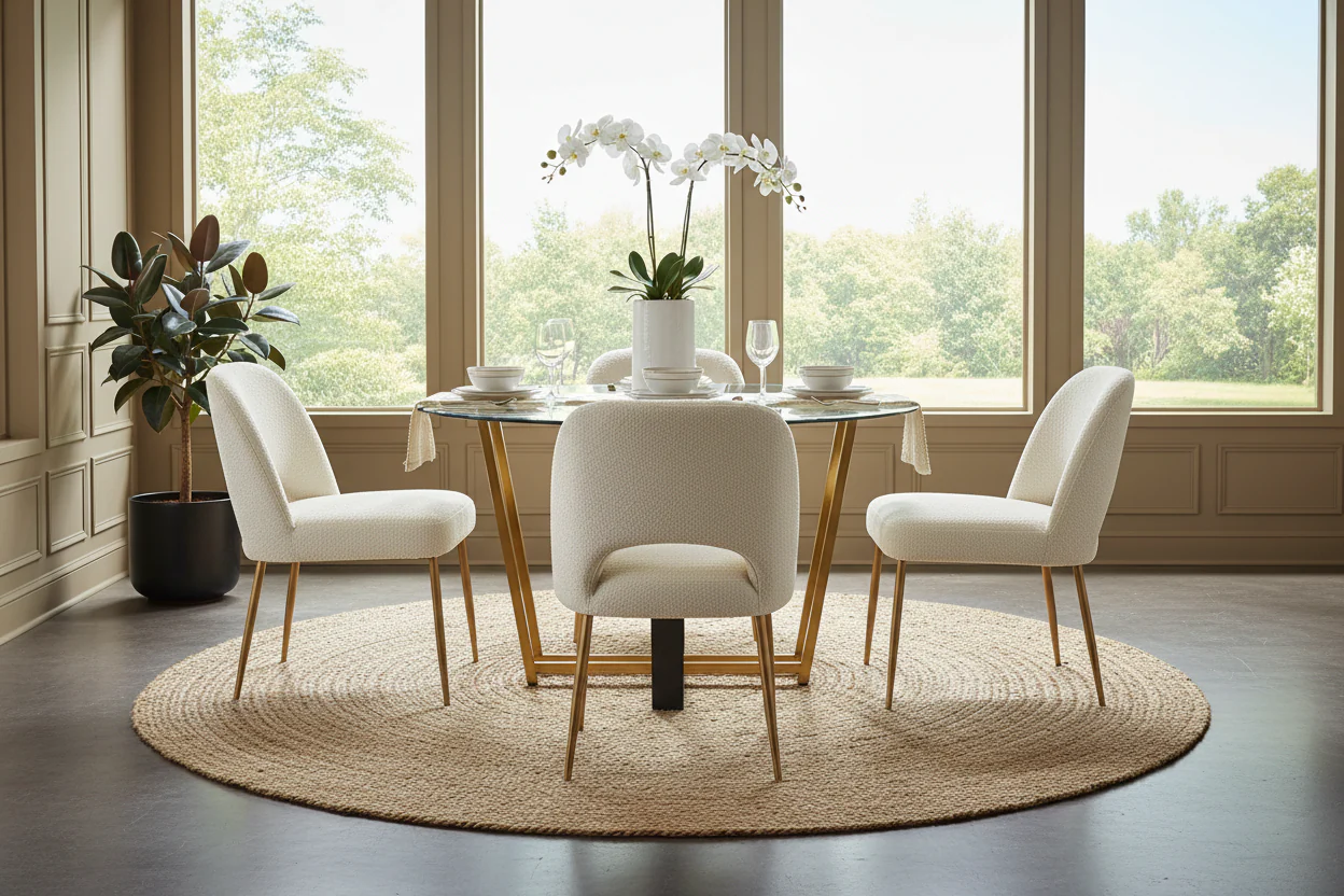 Devi Glass and Gold Geometric Dining Table - Image 4