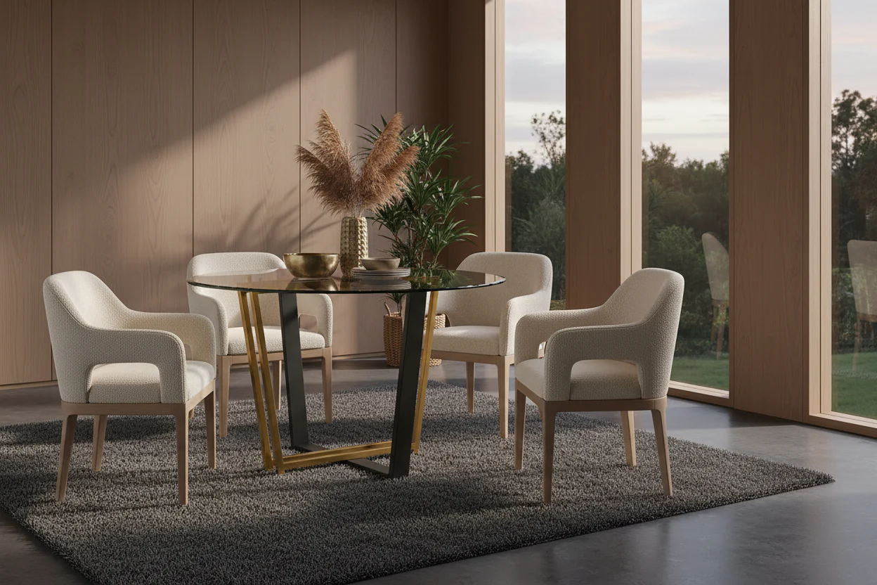 Devi Glass and Gold Geometric Dining Table - Image 6