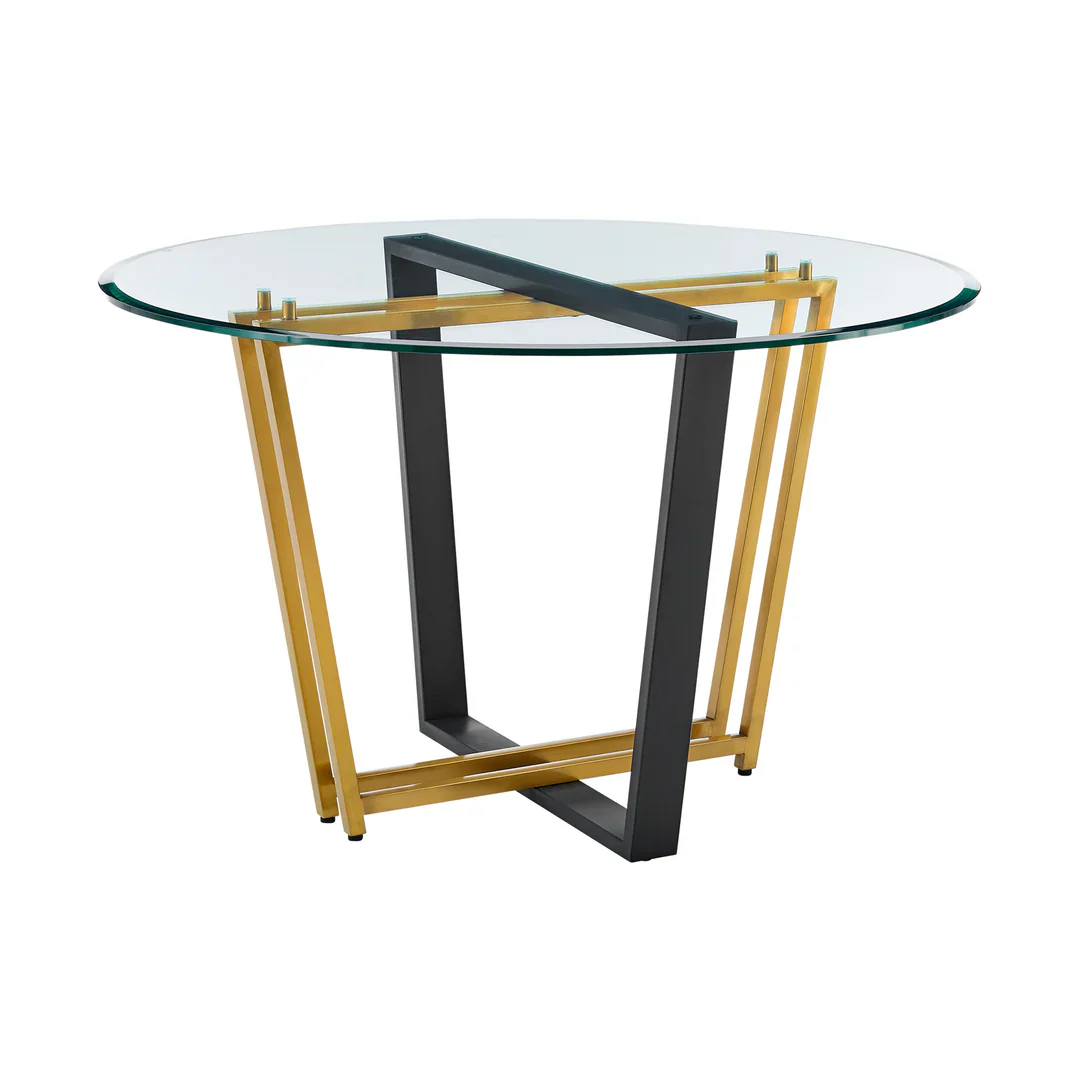 Devi Glass and Gold Geometric Dining Table - Image 9
