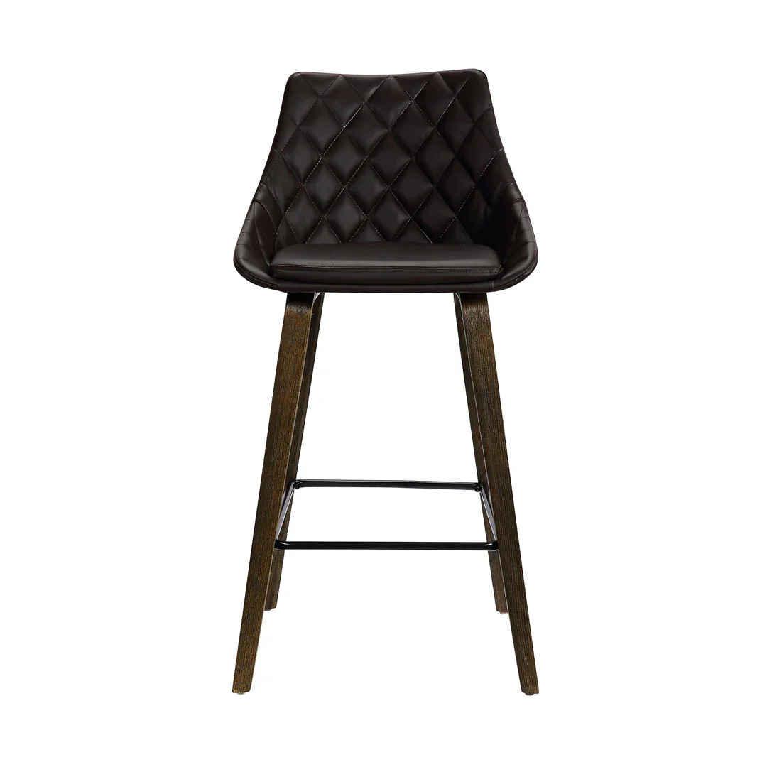 Diamond-Tufted Velvet Bar Stool - Counter Height - Image 2